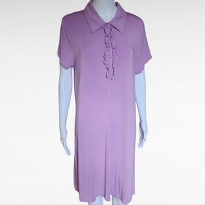 Niotto Lavender Ruffle Detail Polo Midi Dress Size Large